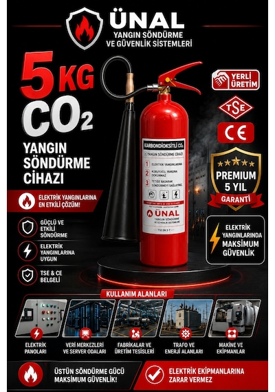 5 Kg Co2 Karbondioksitli Yangın Söndürme Cihazı Araç İçin Ev İçin İş Yeri İçin