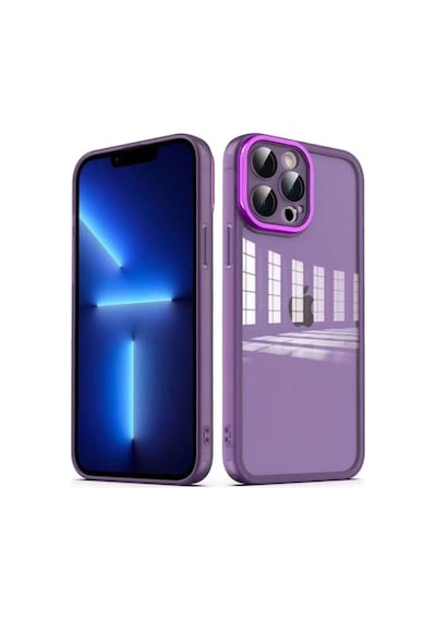 Apple Uyumlu iPhone 13 Pro Kılıf Kamera Korumalı Transparan Zore Post Kapak Derin Mor