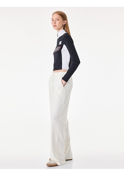Koton Pamuklu Slim Fit Fermuarlı Uzun Kollu Dik Yaka Tişört Lacivert 7wal10130ık