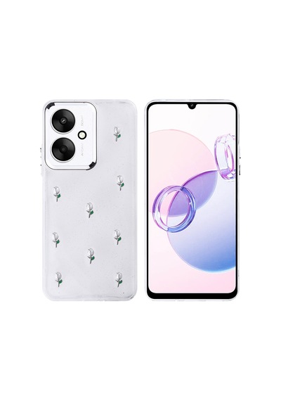 Ecruz Redmi 13c Kılıf Airbag Tasarımlı Simli Şeffaf Ecrz Kutup Kapak - Lale