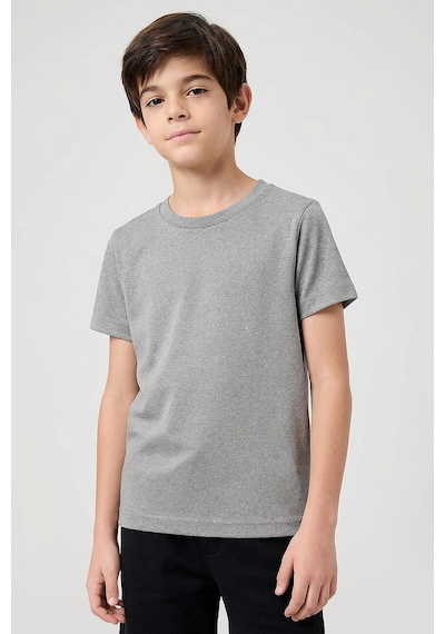 Gri Melanj O Yaka Standart Fit Basic Unisex Çocuk T-shirt - 11328 Grimelanj