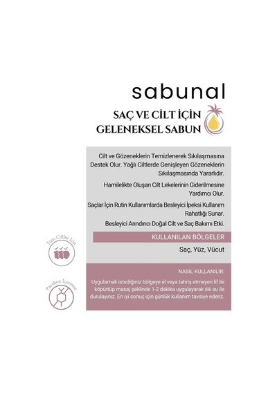 Sabunal Defne Sabunu - Doğal Saç ve Cilt Bakım Sabunu 100 G
