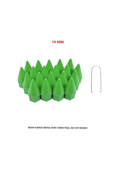 Bijon Kapağı Sivri 19 Mm Yeşil 20 Li Set
