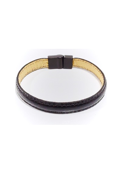Terra Slim Noir İnce Koyu Kahve Minimal Erkek Deri Bileklik-1379 Antrasit
