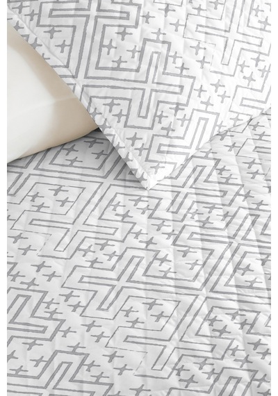 Gri Geometrik Modern Genç Odası Tek Kişilik Pike Takımı-minimal 160x220 Cm Kapitone Yatak Örtüsü Dumanlı Günce Dönüşü