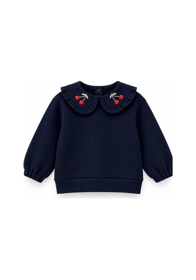 Fesshera Çocuk Sweatshirt Pamuklu 3 İp Şardonlu Lacivert