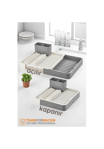 Zenvac Açılır-kapanır Bulaşıklık - Bulaşık Durulama Sepeti Tabaklık Bulaşık Kurutmalık Gri Zenvac29 Renkli