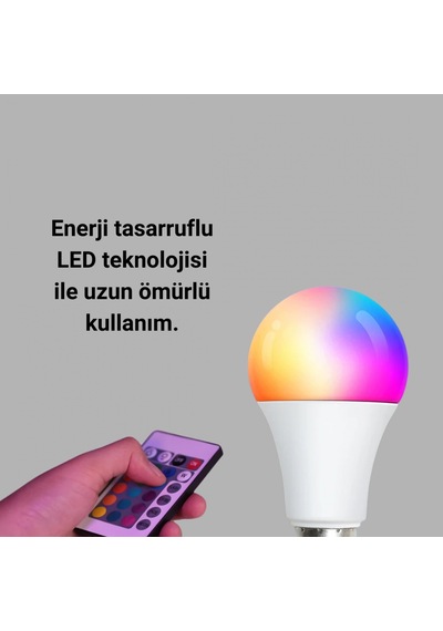 Rgb Led Ampul 16 Renk Uzaktan Kumandalı Enerji Tasarruflu E27 Led Ampul