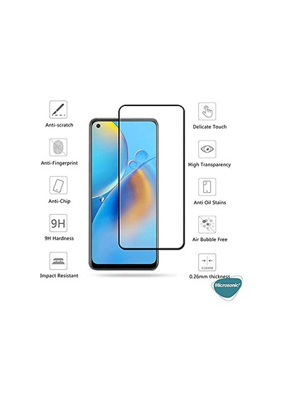 6 4g Tam Kaplayan Temperli Cam Ekran Koruyucu Siyah