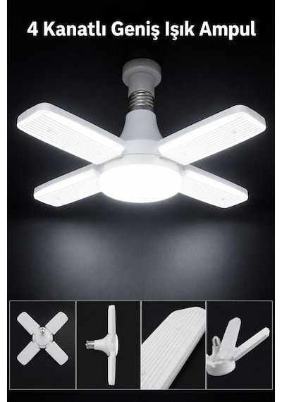 Katlanabilir Led Lamba 4 Kanatlı Geniş Açılı Papatya Tavan Ampulü E27
