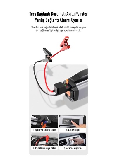 Tr 12v 2000a 20000mah Akıllı Akü Takviye Cihazı İle Hava Kompresörü