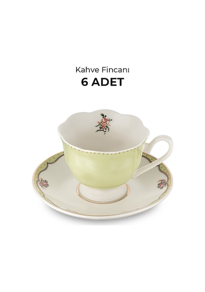 Emsan Romance 6 Kişilik New Bone Kahve Fincan Takımı Yeşil 90 Ml Görseldeki Renk