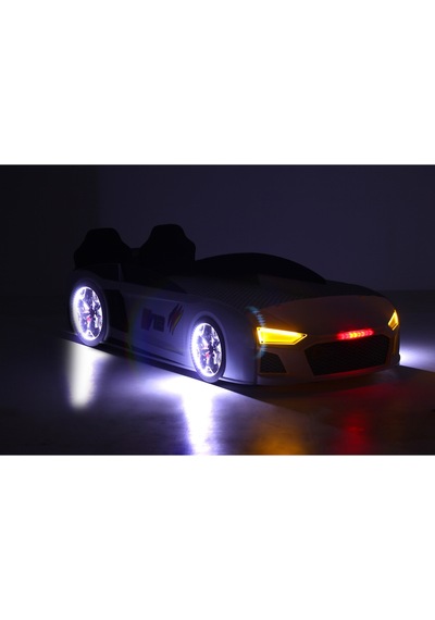 Beyaz Arabalı Yatak V12 Audi Full Ledli Kumandalı Ve Müzikli Beyaz Arabalı Yatak V12 Audi Full Ledli Kumandalı Ve Müzikli