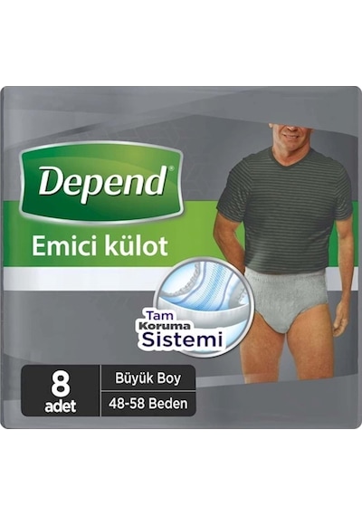 Depend Emici Külot Hasta Bezi Büyük Erkek 12 x 8'li