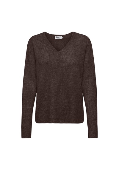 Only Onlcamilla Regular Fit V Yaka Kazak Kadın Kazak 15204588 Koyu Kahve