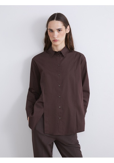 Lcw Modest Kahverengi Oversize Poplin Kadın Gömlek Tunik