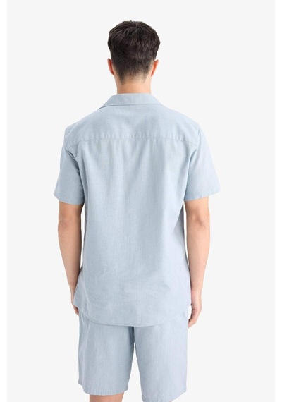 Defacto %100 Pamuk Regular Fit Polo Yaka Yazlık Kısa Kollu Gömlek D8613ax25smbe524 Mavi