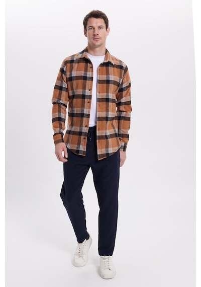 Tudors Erkek Slim Fit Dar Kesim Kareli Kışlık Oduncu Gömlek-42099 Çok Renkli