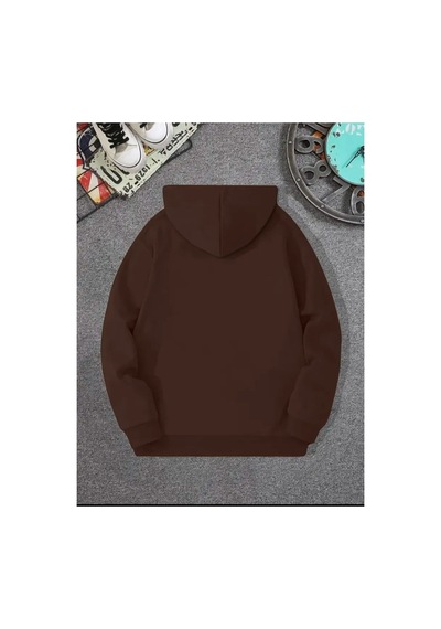 Medinenur One Yazı Baskılı Kapüşonlu Sweatshirt Kahverengi