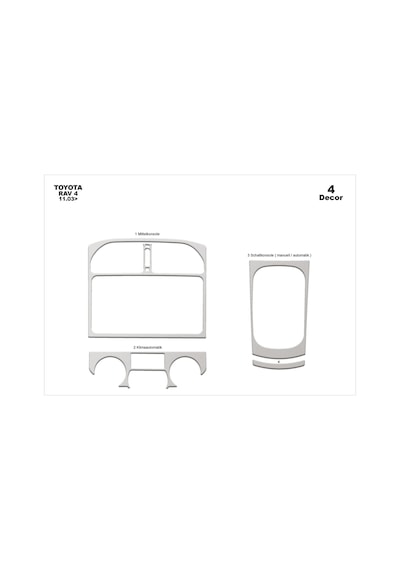 Toyota Rav 4 Torpido Kaplama 2003-2004 4 Parça Alüminyum