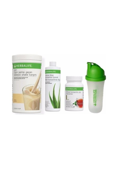 Herbalife Başlangıç Seti 1 Vanilya Shake 1 Aloe Konsantre Içecek 1 Klasik Çay 50 Gr Shaker