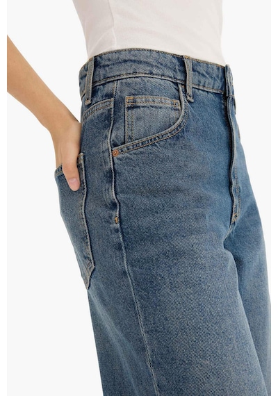 Defacto Baggy Fit Yüksek Bel Katlamalı Paça Jean Pantolon E9134ax25aunm34 Mavi