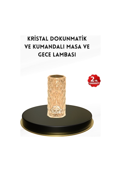 Techmrt Kristal Tasarımlı Rgb Led Gece Lambası Kumandalı, Renk Değiştiren Dekoratif Işık