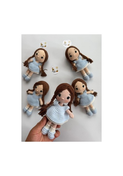 Adenya Sepeti Amigurumi Örgü Fındık Bebek-18 Cm-soft Mavi Çok Renkli