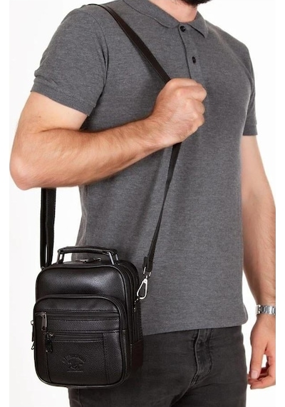 Newish Polo Erkek Siyah Ayarlanabilir Askılı Günlük El Ve Omuz Çantası New026 Siyah