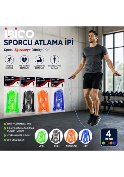 Sayaçlı Renkli Atlama İpi, Sünger Destekli Plastik Tutacaklı Lunaev