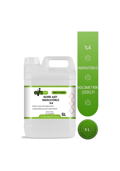 Borik Asit Çözeltisi %4 İndikatörlü 5 Litre
