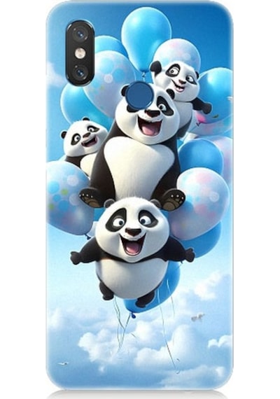 Xiaomi Mi 8s Uyumlu Uçan Sevimli Pandalar Desenli Silikon Kılıf