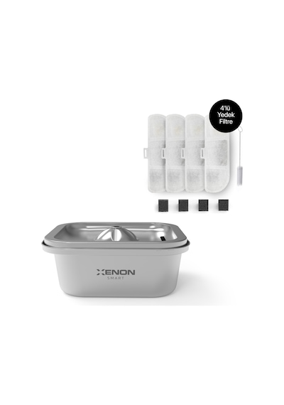 Xenon Smart Akıllı Kedi Su Çeşmesi, Geniş Hazneli Otomatik Çelik Pet Su Sebili Ve Yedek Filtre Seti