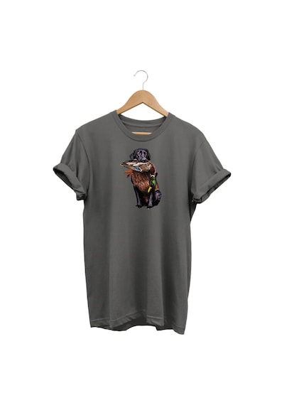 Widi Av Köpeği Baskılı Gri T-shirt Gri