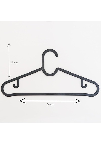 Huub Hanger Plastik Slim Askı, Elbise Askısı, Siyah Askı Standart, Adet, 10 Diğer