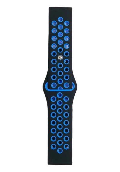Watch 20mm Spor Delikli Kordon - Siyah-mavi Çok Renkli