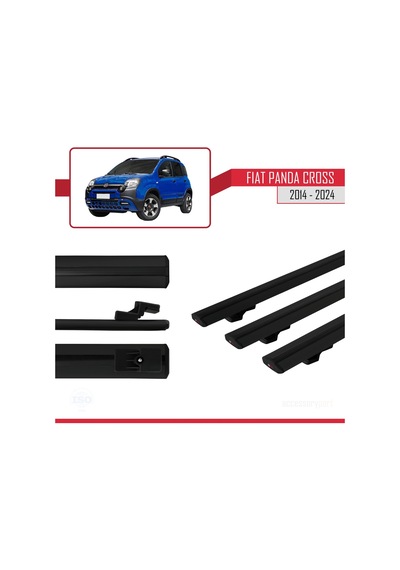 Fiat Panda Cross 2014 Ve Sonrası İle Uyumlu Basic Model Ara Atkı Tavan Barı Siyah 3 Adet