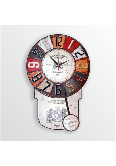 M3 Decorium Dart Desenli Görünümlü Büyük Sarkaçlı Duvar Saati 46 CM