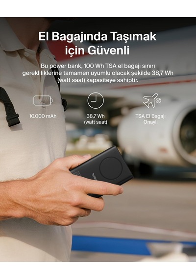 Ultracharge Pro 5000 Mah Manyetik Stantlı Power Bank, 25 W - Siyah