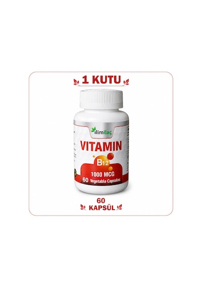 Vitamin B12 1000 Mcg 60 Bitkisel Kapsül B12 Takviye Edici Gıda