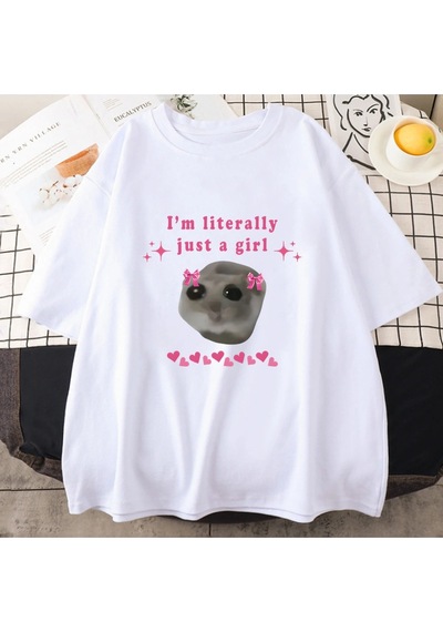 Startmore Beyaz Üzgün Hamster Tshirt Ben Sadece Bir Mektup Beyaz