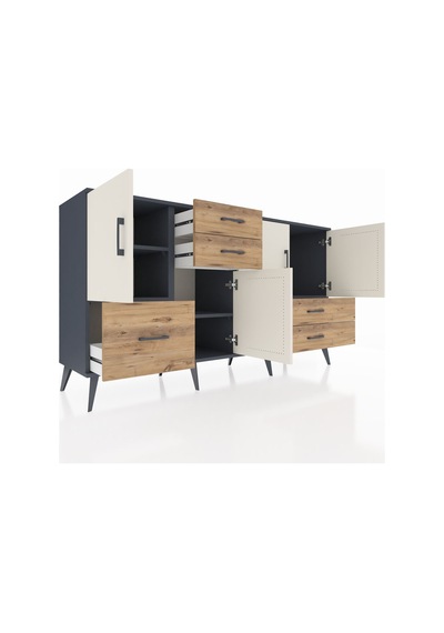 Hyperion Konsol 4 Raflı 5 Çekmeceli 4 Kapaklı 176x44x99 Antrasit- Antrasit-aytaşı/çam Hyperion Konsol 4 Raflı 5 Çekmeceli 4 Kapaklı 176x44x99 Antrasit- Antrasit-aytaşı/çam