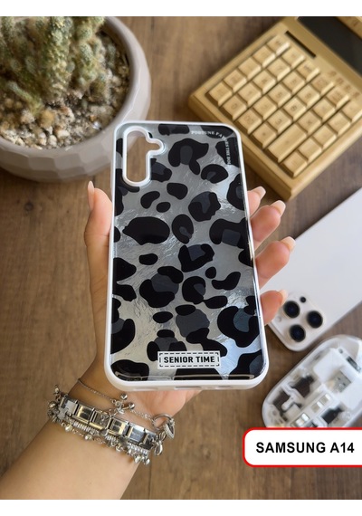 Samsung Galaxy A14 Uyumlu Lüks Leopar Desenli Silikon Telefon Kılıfı Desen1