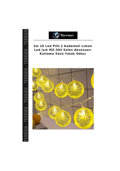 2m 10 Led Pilli 2 Kademeli Limon Led Işık Mz-304 Salon Aksesuarı Kutlama Süsü Yatak Odası Gün Işığı