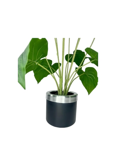 Yapay Çiçek Islak Manolya Çiçeği 6 Çiçekli 65cm Gümüş Halkalı Galvaniz Vazoda Salon Çiçeği