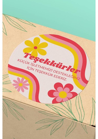 Thank You Renkli Yuvarlak Teşekkür Etiketi Sticker 3x3cm St2076 Çok Renkli