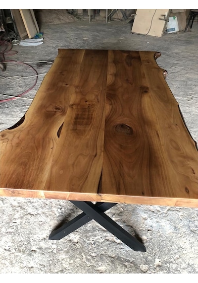 Bintaşmobilya Naturel Doğal Kenar Ceviz Ağacı Kütük Masa Ölçüsü 160X85.Cm