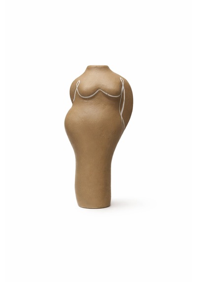Terracotta Gövde Şekilli Vazo Dekoratif Modern Salon Konsol Bohem Heykelsi Seramik Vazo 20 Cm Açık Kahverengi