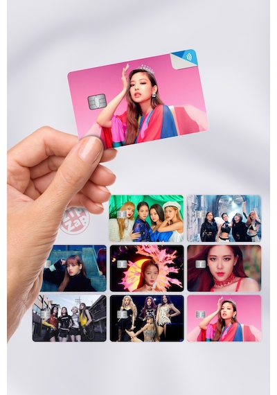 Blackpink Kpop K-pop Kart Kaplama Yapışkanlı Folyo Sticker 8 Adet Çok Renkli