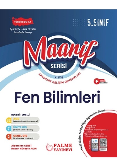 Palme 5.sınıf Maarif Serisi Fen Bilimleri Haftalık Deneme 41 Föy